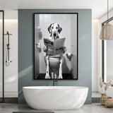 Dalmatian Framed Canvas Prints Wall Art, Funny Bathroom Decor, Dalmatian In Toilet