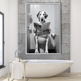 Dalmatian Framed Canvas Prints Wall Art, Funny Bathroom Decor, Dalmatian In Toilet