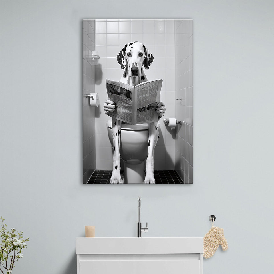 Dalmatian Canvas Prints Wall Art, Funny Bathroom Decor, Dalmatian in Toilet