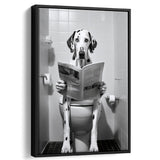 Dalmatian Framed Canvas Prints Wall Art, Funny Bathroom Decor, Dalmatian In Toilet