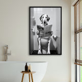 Dalmatian Framed Canvas Prints Wall Art, Funny Bathroom Decor, Dalmatian In Toilet