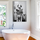 Dalmatian Canvas Prints Wall Art, Funny Bathroom Decor, Dalmatian in Toilet