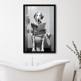 Dalmatian Framed Canvas Prints Wall Art, Funny Bathroom Decor, Dalmatian In Toilet