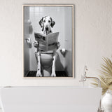 Dalmatian Framed Canvas Prints Wall Art, Funny Bathroom Decor, Dalmatian In Toilet