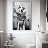 Dalmatian Canvas Prints Wall Art, Funny Bathroom Decor, Dalmatian in Toilet