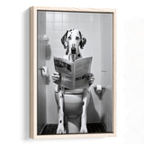 Dalmatian Framed Canvas Prints Wall Art, Funny Bathroom Decor, Dalmatian In Toilet