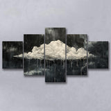 Dark Academia Cloud Raining Art, Multi Panel Canvas Print Wall Art Decor, 5 Mixed Panel