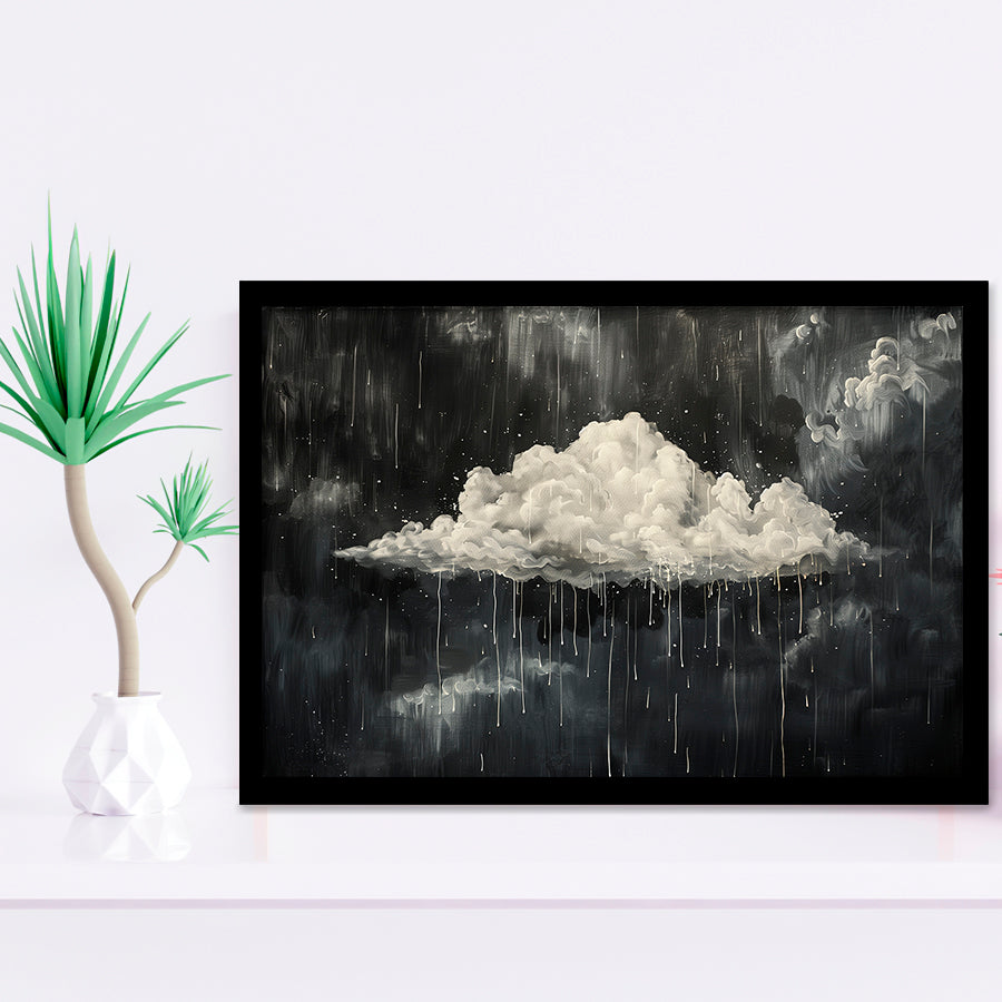 Dark Academia Cloud Raining Art, Framed Art Print Wall Decor, Framed Picture