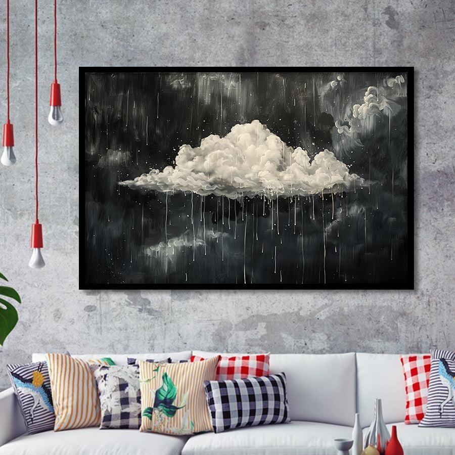 Dark Academia Cloud Raining Art, Framed Art Print Wall Decor, Framed Picture