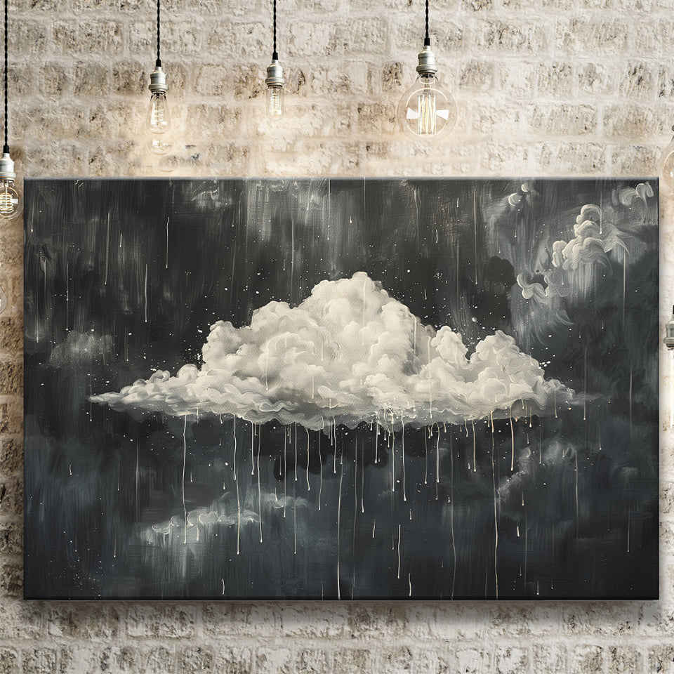 Dark Academia Cloud Raining Art, Canvas Print Wall Art Decor, Landscape Art Print
