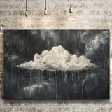 Dark Academia Cloud Raining Art, Canvas Print Wall Art Decor, Landscape Art Print
