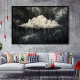 Dark Academia Cloud Raining Art, Framed Canvas Print Wall Art Decor,Floating Frame