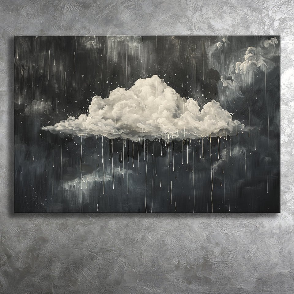 Dark Academia Cloud Raining Art, Canvas Print Wall Art Decor, Landscape Art Print