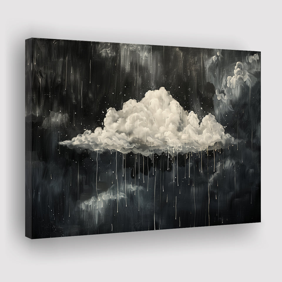 Dark Academia Cloud Raining Art, Canvas Print Wall Art Decor, Landscape Art Print