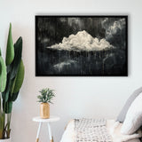 Dark Academia Cloud Raining Art, Framed Canvas Print Wall Art Decor,Floating Frame