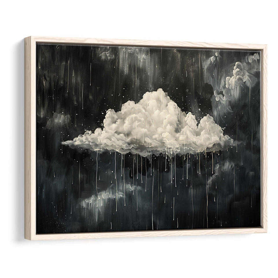 Dark Academia Cloud Raining Art, Framed Canvas Print Wall Art Decor,Floating Frame