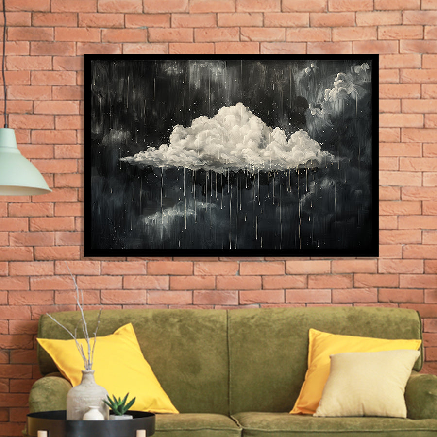 Dark Academia Cloud Raining Art, Framed Art Print Wall Decor, Framed Picture