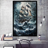 Dark Academia Painting The Pirate Ship,Framed Art Prints Wall Decor, Picture Framed