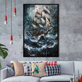 Dark Academia Painting The Pirate Ship,Framed Art Prints Wall Decor, Picture Framed