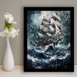 Dark Academia Painting The Pirate Ship,Framed Art Prints Wall Decor, Picture Framed