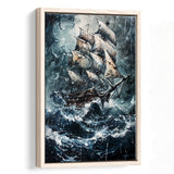 Dark Academia Painting The Pirate Ship,Framed Canvas Prints Wall Art Decor, Floating Frame