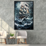 Dark Academia Painting The Pirate Ship,Framed Canvas Prints Wall Art Decor, Floating Frame