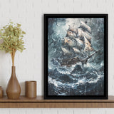 Dark Academia Painting The Pirate Ship,Framed Canvas Prints Wall Art Decor, Floating Frame