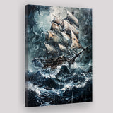 Dark Academia Painting The Pirate Ship, Canvas Painting, Canvas Print Wall Art Decor