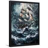 Dark Academia Painting The Pirate Ship,Framed Art Prints Wall Decor, Picture Framed