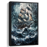 Dark Academia Painting The Pirate Ship,Framed Canvas Prints Wall Art Decor, Floating Frame