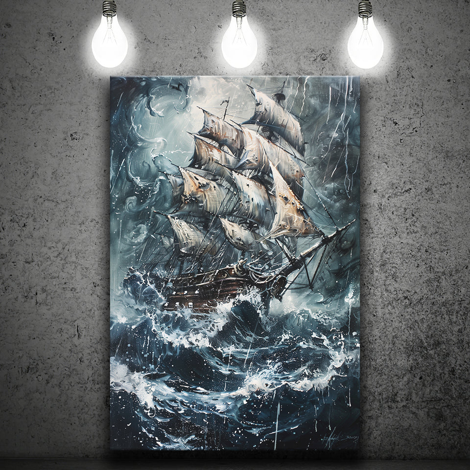 Dark Academia Painting The Pirate Ship, Canvas Painting, Canvas Print Wall Art Decor