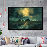 Dark Clouds Over The Backyard Garden Moonlight, Painting Art, Framed Art Print Wall Art Home Decor