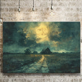 Dark Clouds Over The Backyard Garden Moonlight, Art Print, Canvas Print Wall Art Home Decor