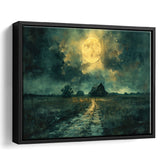 Dark Clouds Over The Backyard Garden Moonlight, Floating Frame, Framed Canvas Print Wall Art Home Decor