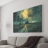 Dark Clouds Over The Backyard Garden Moonlight, Art Print, Canvas Print Wall Art Home Decor