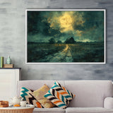 Dark Clouds Over The Backyard Garden Moonlight, Floating Frame, Framed Canvas Print Wall Art Home Decor