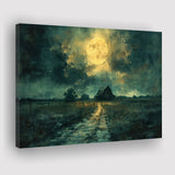 Dark Clouds Over The Backyard Garden Moonlight, Art Print, Canvas Print Wall Art Home Decor