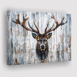Dear Stag Head Portrait Painted On Wood, Canvas Print Wall Art Decor, Landscape Art Print
