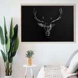 Deer Stag Head Art Black And White V1, Framed Canvas Painting, Framed Canvas Prints Wall Art Decor
