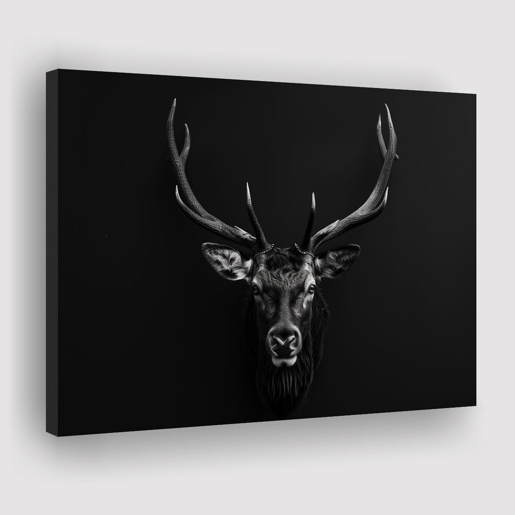 Deer Stag Head Art Black And White V1, Canvas Painting, Canvas Prints Wall Art Decor