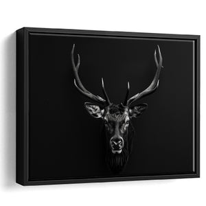 Deer Stag Head Art Black And White V1, Framed Canvas Painting, Framed Canvas Prints Wall Art Decor