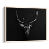 Deer Stag Head Art Black And White V1, Framed Canvas Painting, Framed Canvas Prints Wall Art Decor
