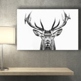 Deer Stag Head Black And White V2, Canvas Painting, Canvas Prints Wall Art Decor