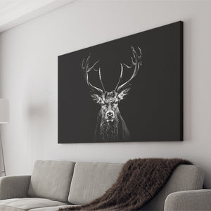 Deer Stag Head Luxury Art Black And White, Canvas Painting, Canvas Prints Wall Art Decor