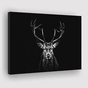 Deer Stag Head Luxury Art Black And White, Canvas Painting, Canvas Prints Wall Art Decor