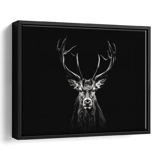 Deer Stag Head Luxury Art Black And White, Framed Canvas Painting, Framed Canvas Prints Wall Art Decor