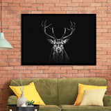 Deer Stag Head Luxury Art Black And White, Framed Art Print Wall Decor, Framed Picture