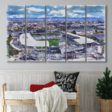 Dignity Health Sports Park Stadium WaterColor 5 Panels B Mixed Canvas Prints, Extra Large, Soccer Watercolor