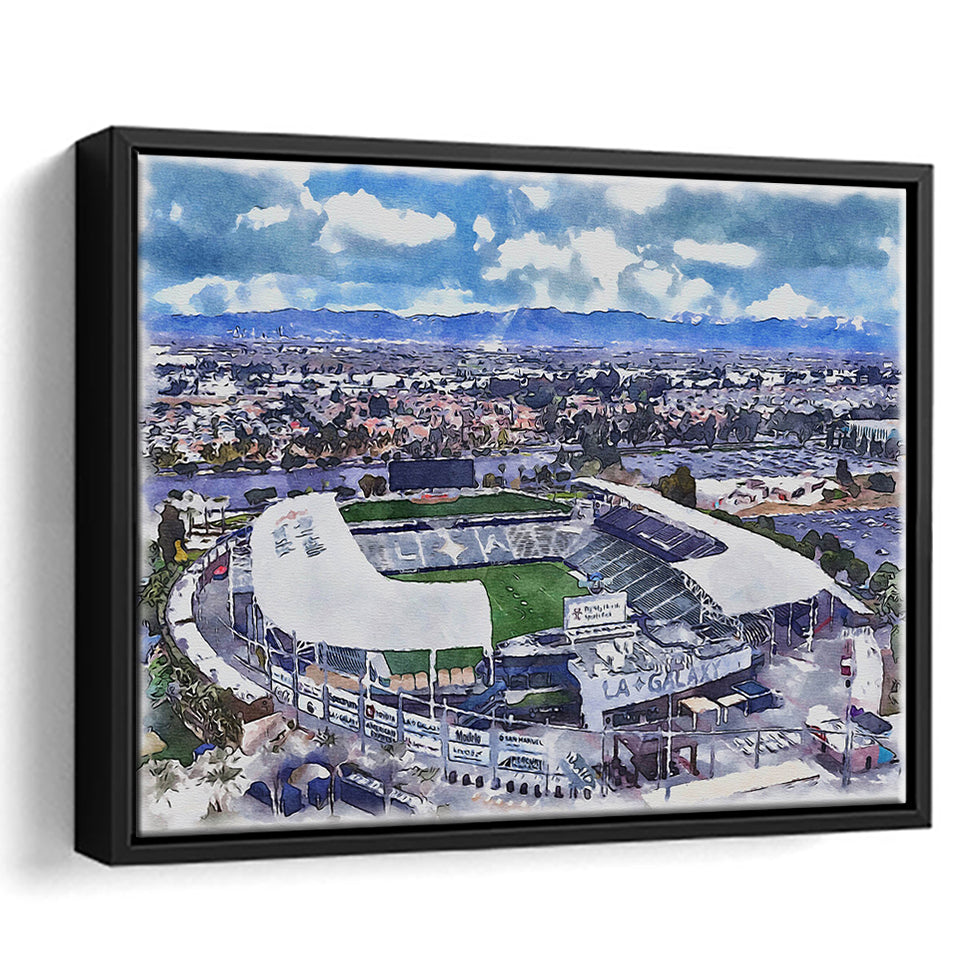 Dignity Health Sports Park Stadium WaterColor Framed Canvas Prints, Soccer Watercolor, Stadium Art Gifts, Floating Frame