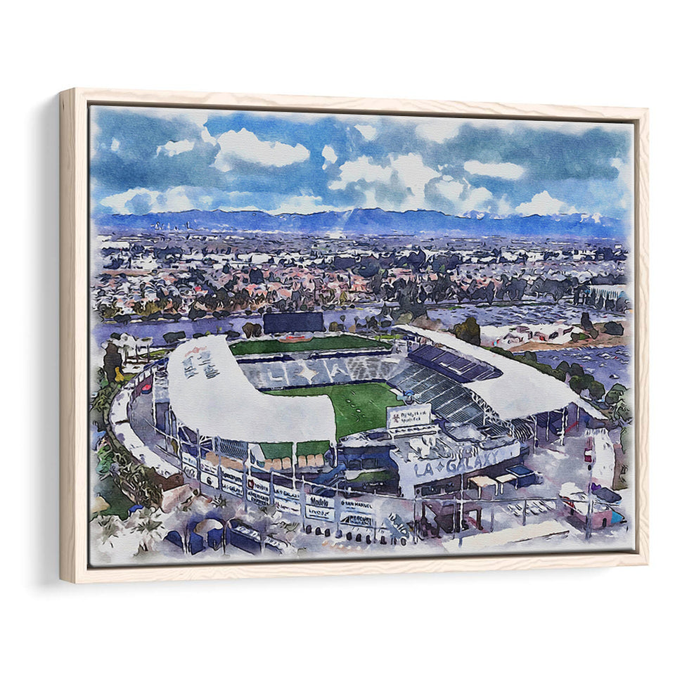 Dignity Health Sports Park Stadium WaterColor Framed Canvas Prints, Soccer Watercolor, Stadium Art Gifts, Floating Frame
